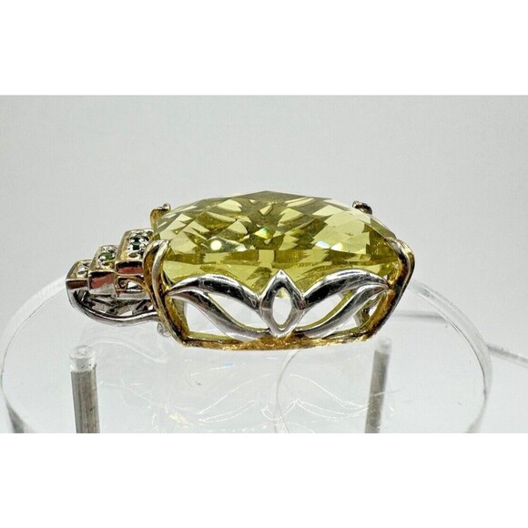 Huge Michael Valitutti Gems en Vogue Sterling Silver Lemon Lime Quartz Pendant - Picture 2 of 5
